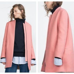 Zara wool blend pink coat